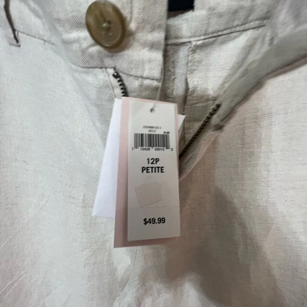 Banana Republic capris Linen Crop Petite women’s Sz 12P Cream NWT